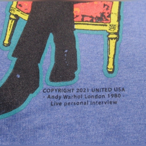 Jerry Garcia + Andy Warhol blue & white ringer tee Small - Picture 3 of 6